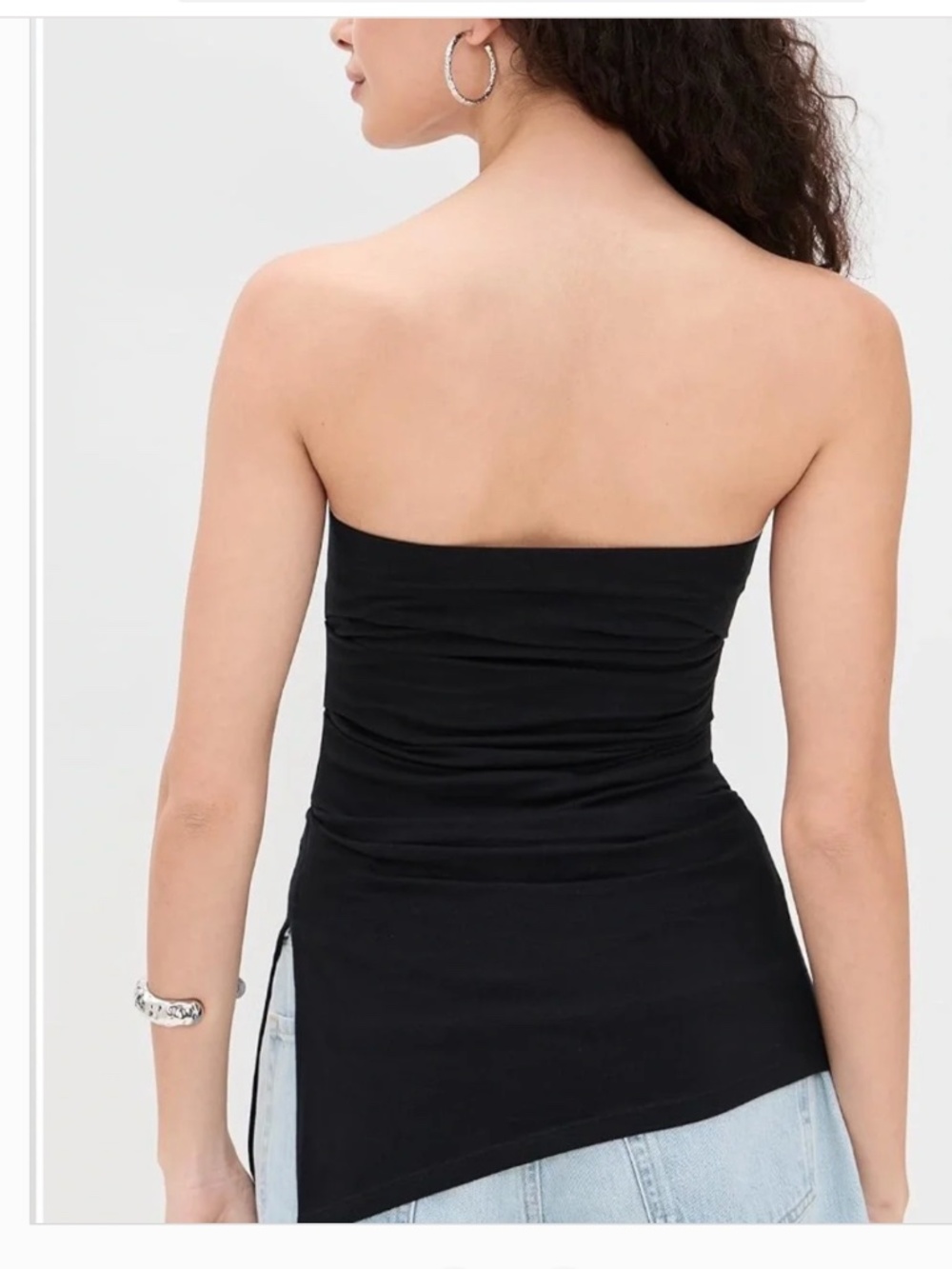 Good American Medium M black ruched strapless top nwt - Picture 2 of 5